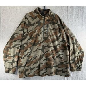 VTG Mens Sz 2XL STARTER Camo Fleece Pullover Sweater 1/4 Zip - Minor Flaw